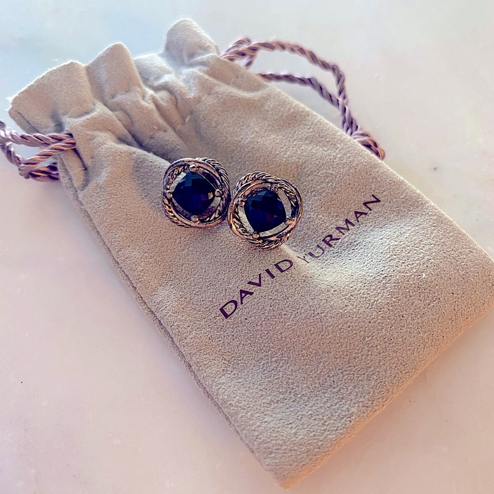 David Yurman Onyx + Sterling Silver Stud Earrings
